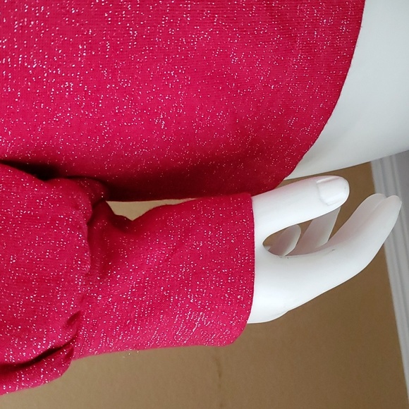 ADRIENNE VITTADINI Red Cowl Metallic Thread Long Sleeve Sweater SIZE: 2X - Picture 3 of 11
